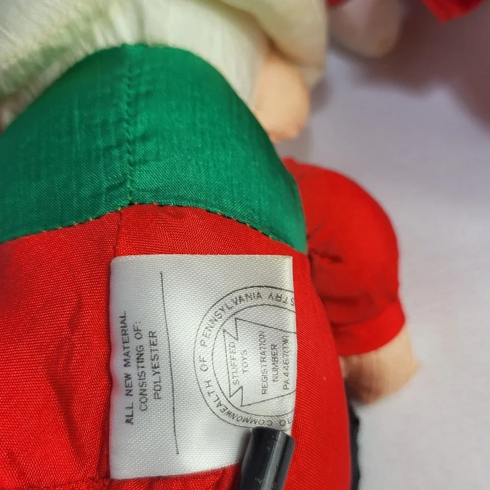 Santa & Mrs Claus 7in Nylon Puffy Stuffed Christmas Plush Table Decor VTG 1993